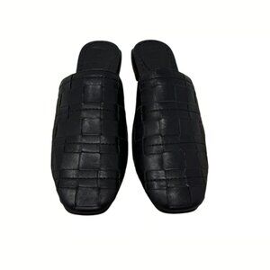 Frye Cara Black Woven Leather Mule Size 8